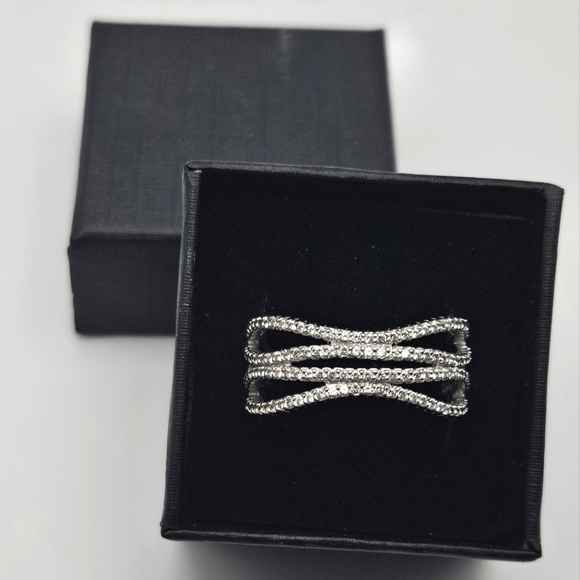 Natalia V Collister Jewelry - NVC Natalia V Collister 925 Sterling Silver CZ Diamond Wide Band Ring 9